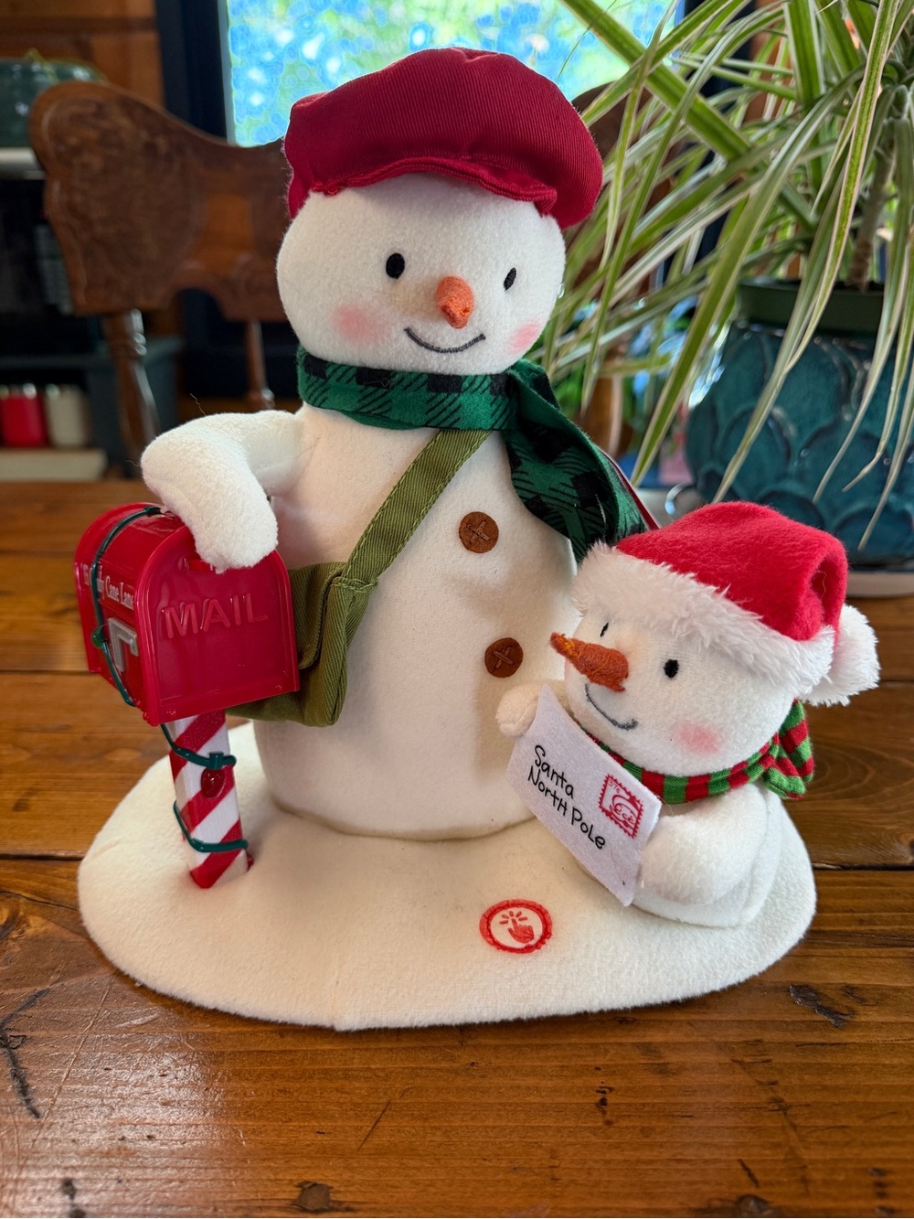 Hallmark Festive Snowman Mail Carrier Holiday Decor - Red & Green